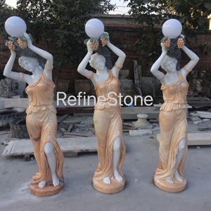 Piliers de lampadaires <span class=keywords><strong>en</strong></span> <span class=keywords><strong>marbre</strong></span> rouge coucher de soleil, sculptés pour jardin moderne, <span class=keywords><strong>avec</strong></span> motifs personnalisés - Product Image 6