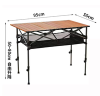 Mobilier d'extérieur Table enroulable portable en acier au carbone Table enroulable légère portable d'extérieur Tables de pêche plage pique-nique
