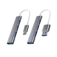 Adaptateur HUB USB 3.0 multiport 4 en 1, 4 ports USB 3.0, alliage d'aluminium, pour ordinateur portable, transfert de données, adaptateur HUB USB