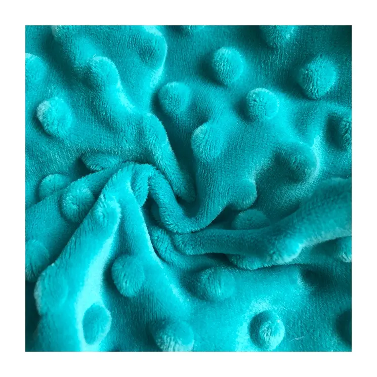 Süper yumuşak Velboa kadife kumaş bebek battaniyesi Minky puantiyeli kumaş ev tekstili biyo % 100% Polyester bebek battaniye kumaşı