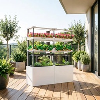 Système aquaponique écologique Seedafarm à recirculation avec éclairage LED pour plantes, intégration de poissons, jardin intérieur et culture de légumes