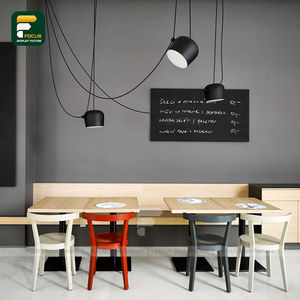 Café personnalisé Design d'intérieur Meuble de comptoir rond moderne Montage de magasin de cafés minimaliste Luminaire de présentation en bois noir - Product Image 6