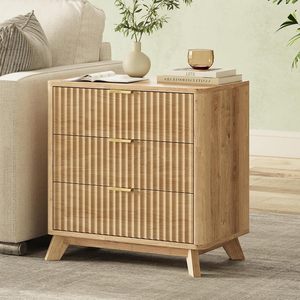 Fluted Bedroom,Closet Dressers Anti-Tipping Large Nightstand Bedside <b>Storage</b> Cabinet <b>Unit</b> <b>Clothes</b> <b>Storage</b> Organizer - Product Image 3
