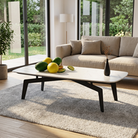Table basse en marbre irrégulier personnalisée, style moderne minimaliste, plateau en ardoise, table centrale avec structure en métal, meubles de salon
