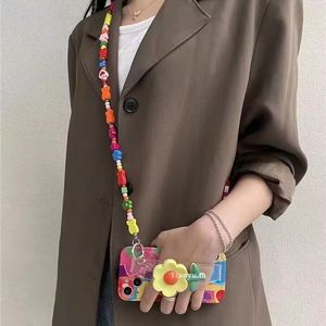 2023 lindas flores de pintura de colores con muñequera y funda de teléfono con cordón inclinado para Iphone15 <span class=keywords><strong>Pro</strong></span> <span class=keywords><strong>Max11</strong></span> 12 13 14 <span class=keywords><strong>Pro</strong></span> Max - Product Image 3