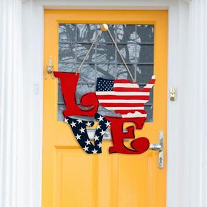 Nouvelles décorations transfrontalières du 4 juillet Jour de l'indépendance américaine Ornement suspendu en bois LOVE - Product Image 3