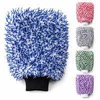 Guante de Lavado de Autos de Microfibra Suave Tipo Felpa de Pavo Real, Ultra Absorbente, Anti-Rayones, Profesional para Detallado Automotriz