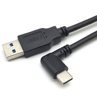 Kabel USB 3.0 A Male ke USB Type C, Kabel Pengisi Daya Sudut Kiri