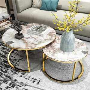 モダンな丸型大理石コーヒーテーブル、高品質リビングルーム家具、石板付き、家庭用に最適、より良い販売実績 - Product Image 3