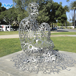 Estátua Gigante 3D de Rosto Humano para Parque ao Ar Livre, Decoração Artística Moderna em Escultura de Aço Inoxidável Polido - Product Image 3