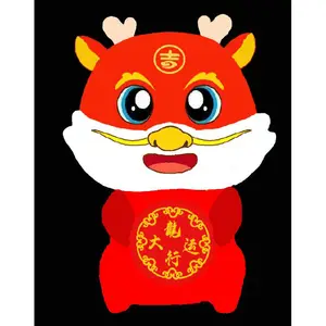 2024 nouvel an chinois peluche jouet Super mignon 20cm Dragon vert en peluche peluche grue Machines jeux cadeaux sacs emballés