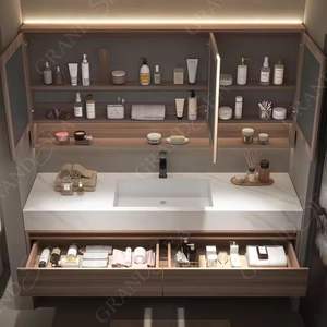 גרניט עץ מודרני קטן אמבטיה קטן יהירות עיצוב מראה כיור אמבטיה ארון ריהוט אמבטיה ארון אמבטיה - Product Image 3