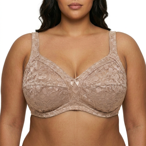 <span class=keywords><strong>Reggiseno</strong></span> minimizzatore senza ferretto con copertura completa, taglie forti, in pizzo floreale e rete laterale, non imbottito, coppe <span class=keywords><strong>D</strong></span> E F, per uso quotidiano - Ingrosso di fabbrica - Product Image 4