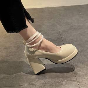 Sandalias de Tacón Alto de Alta Calidad para Mujer, Estilo Nupcial, de Cuero Genuino, Tacón Cuadrado, Cierre Deslizante, Antideslizantes, Cómodas e Informales - Product Image 4