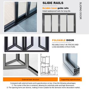 Hiện đại trượt gấp cửa kính nhôm xếp chồng toàn cảnh accordion có thể gập lại cửa trượt ban công gấp cửa - Product Image 5