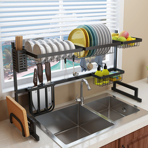 2 Tier Dish Drying Rack Home Adjustable Kitchen Telescopic Sink Storage Rack
