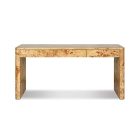 Bureau en bois de burl avec cascade de tiroirs et côtés en dalle, bureau moderne pour bureau à domicile, bureau contemporain en cascade pour maison et hôtel