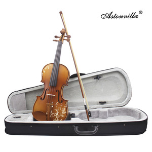Violon artisanal Astonvilla Factory modèle 4/4, accessoires en jujube, motif <span class=keywords><strong>artistique</strong></span> imprimé, gravure florale, avec étui - Product Image 2