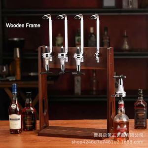 Solid Wood Wine Rack <b>Desktop</b> <b>Standing</b> Bar Dispensing Device Home Wine Pouring Rack With 4 Glasses - Product Image 3