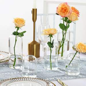 مزهريات زجاجية لامعة من البوروسيليكات عالية الجودة بتصميم أسطواني شفاف للزهور الطبيعية - Product Image 5