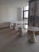 Ensemble de table à manger moderne de luxe carré avec pied en acier inoxydable pour la maison, restaurant, bar, bureau, fabriqué à Foshan