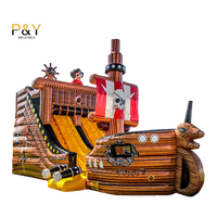Tobogán Acuático Inflable Comercial con Forma de Barco Pirata, Parque Infantil al Aire Libre para Niños, Toboganes Acuáticos Grandes en Venta