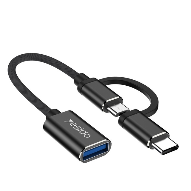GS02 Yesido 2 in 1 Micro Type C Otg Adapter Cable Mobile Phone Usb a Female to Male Type C Usb C Micro Adapter Cable for Samsung