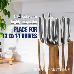 Porte-couteaux magnétique en bois Yuhong, rotation à 360 degrés, double face, support universel pour comptoir de cuisine - Product Image 3