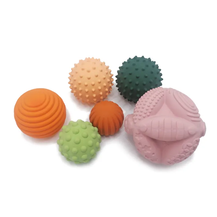 Natural Rubber Baby Toddler Educational Play Bath Toys My First Ball Set Textured Sensory Ball Toys Newborn