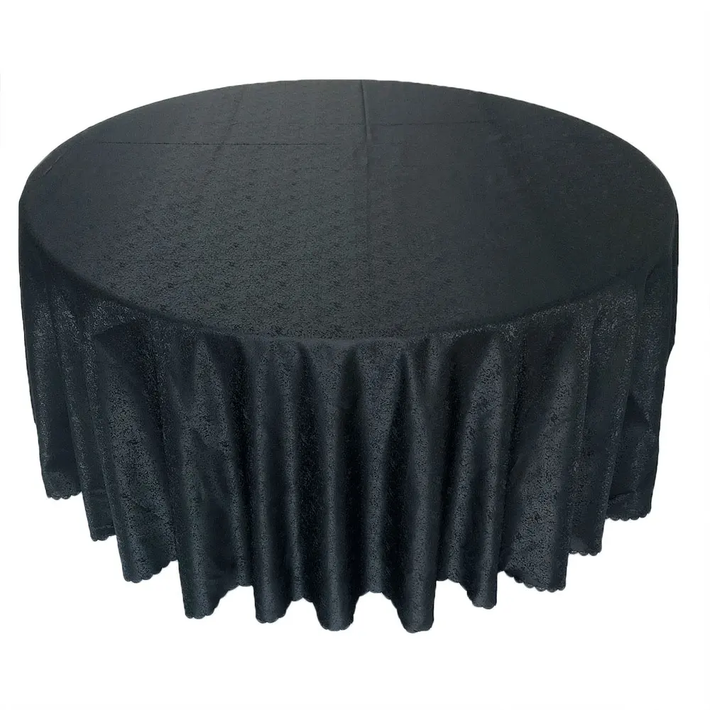 Nappe lavable résistante de noir de polyester de ride ronde pour le mariage