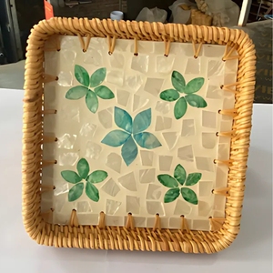 Handwoven Durable Stylish Rattan Tray From Vietnam Natural Material Storage Basket for <b>Serving</b> Snacks Direct Factory Supply - Product Image 1