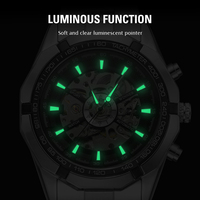 Montre-bracelet automatique mécanique squelette T-winner Shanghai 2026 pour homme, 46 mm, analogique, en acier inoxydable, avec bracelet de 24 mm