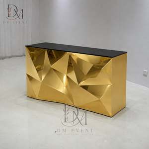 Barra de Bar Desmontable de Acero Inoxidable Dorado Personalizada con Panel Geométrico de Origami y Cubierta de Vidrio Templado Espejado - Product Image 3