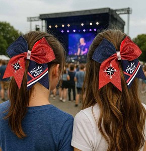 Fashion Sparkling Glitter Cheer Leading Hair Bow Glitter Grosgrain Ribbon Bows Hair Band Hair <b>Tie</b> for Girls and Women - Product Image 6