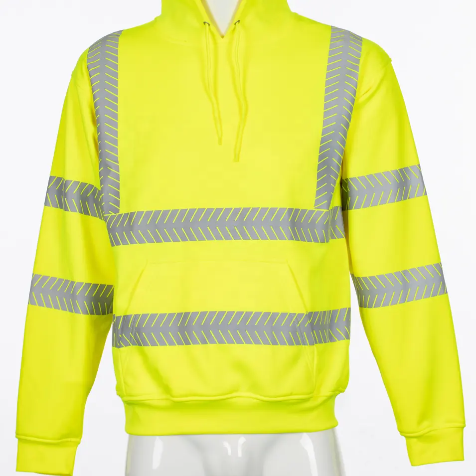 Hivis Yellow Safety Fleece Jacket Men's Hoodies Pullover Sweatshirts For Working