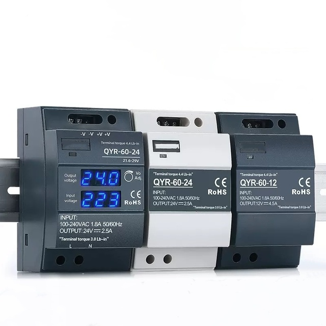 60W 12V 4.5A 24V 2.5A Din Rail Power Supply Single Output Digital Display AC-DC Switching Industrial Regulated Power Supply