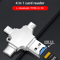 Venta al por mayor 4 en 1 lector de tarjetas universal Mini TF adaptador de memoria 3,0 USB OTG convertidor Compatible con tipo C Micro USB para teléfono