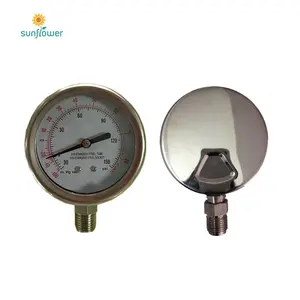 Professional factory supply center back gas bourdon tube pressure meter with U-clamp