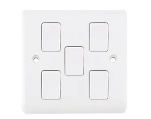 White Bakelite UK Wall Switched socket Push Button 5 Gang 1 Way Electric Socket Home Metal with neon