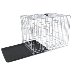 Usine En Gros Pliable En Métal Chien Cage Fil Rayé Caisse Double Portes Respirant Facile À Assembler Grand Espace Pet Formation Chien - Product Image 3