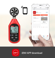 Anemómetro de mano UT363 UT363BT, medidor digital de velocidad del viento, medidor de temperatura, pantalla LCD, flujo de aire