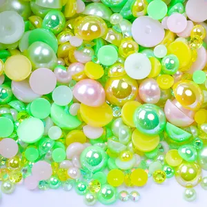 Juli Colorful Mix Rhinestones Pearls Mix Size 3mm-12mm High Quality Flat Back Beads For DIY Cups