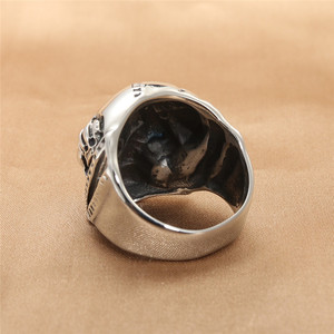 <b>Skull</b> <b>Ring</b> Silver Men's Punk Retro Stainless Steel Geometric Skeleton Design Gift Jewelry 290102 - Product Image 3
