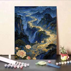 デジタル油絵DIY手描きヒーリング風景装飾絵画リビングルーム吊り絵画 - Product Image 6