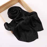 Foulard Châle Musulman Femme En Gros Léger Pailleté Satin Soie Fleur Crêpe Froissé Respirant Longue Mode Hijab