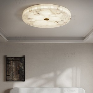 Natural Marble <b>Ceiling</b> <b>Light</b> Round Modern Minimalist Bedroom <b>Light</b> Nordic Style Luxury Room Lighting - Product Image 2