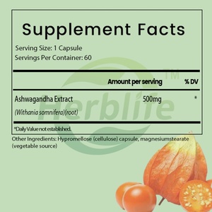 Capsules d'extrait d'ashwagandha OEM ODM, soutient le stress quotidien, soutient l'énergie et l'humeur, aide au sommeil et à la relaxation, végétalien, sans OGM - Product Image 2