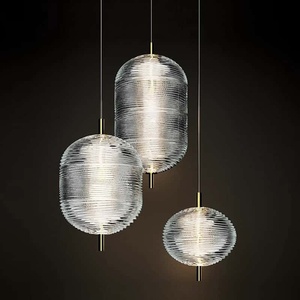 Современная подвесная люстра-кластер из прозрачного рифленого стекла со светодиодами для столовой, гостиной, лестницы, отеля - Product Image 4