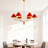 Lustre nordique en fer doré pour salon et chambre à coucher, style rétro américain, villa, éclairage LED