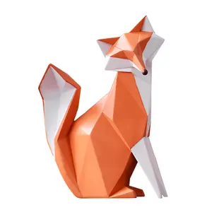 Resina Luz Luxo Fox Animal Figura Ornamentos Sala de estar TV Gabinete Vinho varanda Desktop casa decoração escultura